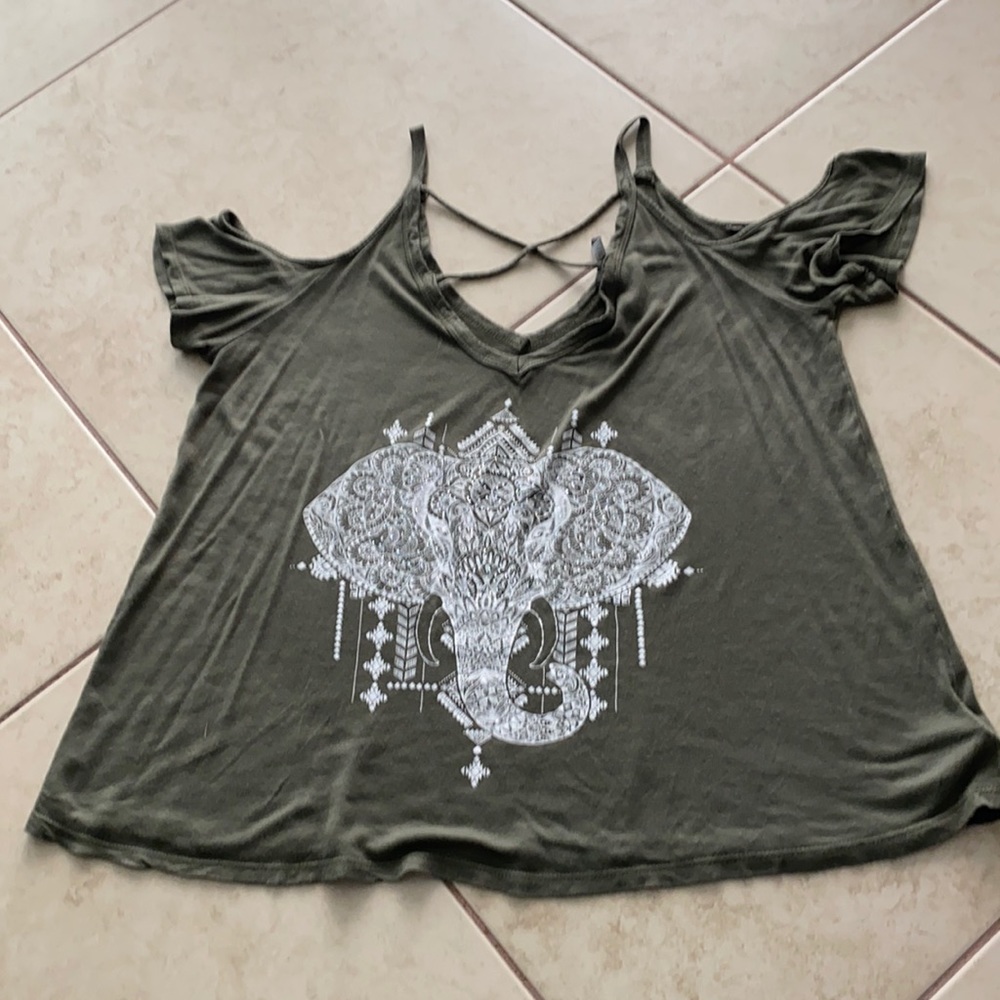 Green elephant dressy shirt